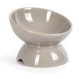 GMYIAK Ceramic Elevated Cat Food Bowl Tilted Cat Food and Water Bowl Anti Vomiting and Protect Pets Spines Dishes for Small Dog Fat Faced Cat Kitten (Grey)