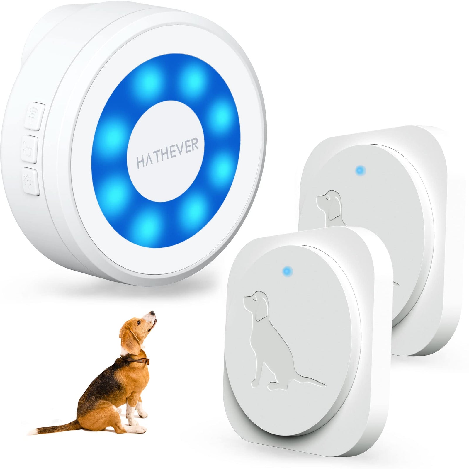 Hathever Dog Bell for Door Potty Training Wireless Doggie Door Bell Operating at 1000 Feet with IP65 Waterproof Touch Button CD Quality Sound & 4 Notification Modes