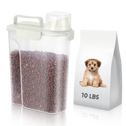 LEAWALK 5-7LBS Dog Food Storage ContainerCat Food Storage Container PBA-Free. The Pet Food Storage Container with 4-Buckle Handle Design is Leak-Proof Easy to Clean and Portable.Elegant White