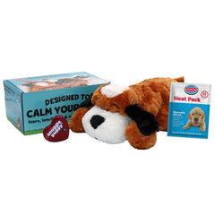 SmartPetLove Original Snuggle Puppy Heartbeat Stuffed Dog Toy. Puppy Toy for Anxiety Relief and Behavioral Training in Brown and White