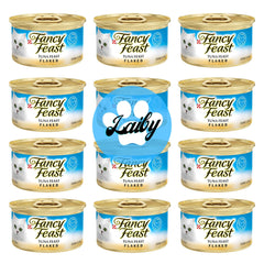 LAIBY Fancy Feast Wet Cat Food | Tuna Fish Food Flakes | Fancy Feast Canned Cat Food Wet Stickers (3 Oz Can Pack of 12)