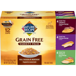 Natures Recipe Grain Free Wet Dog Food Variety Pack 2.75 Ounce Cup (Pack of 12)