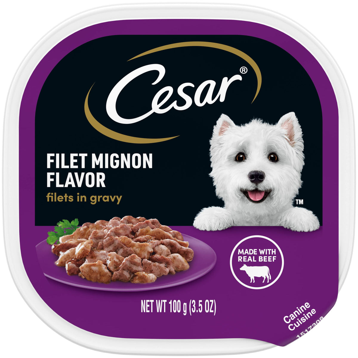 CESAR Adult Soft Wet Dog Food Filets in Gravy Filet Mignon Flavor 3.5 oz. Tray