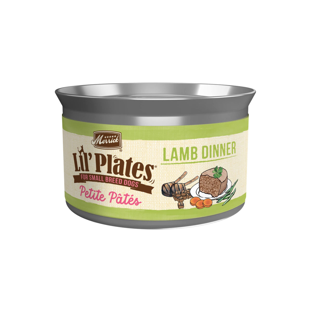 Merrick Lil’ Plates Petite Pates Premium Grain Free Wet Dog Food Natural and Soft Small Dog Food Lamb Dinner - (Pack of 24) 3 oz. Cans