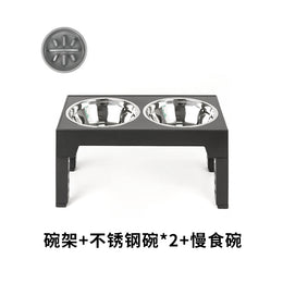 Elevated Slow Feeder Pet Bowl with Stainless Steel (2-in-1)