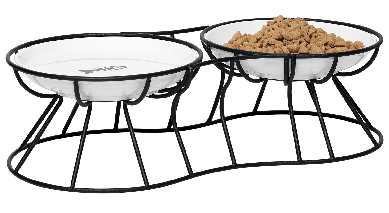 Wellbro Elevated Cat Bowls 5.9 Inch Wide Ceramic Cat Food Bowls with Metal Stand Whisker Stress-Free Raised Food and Water Dish for Cats Kitten