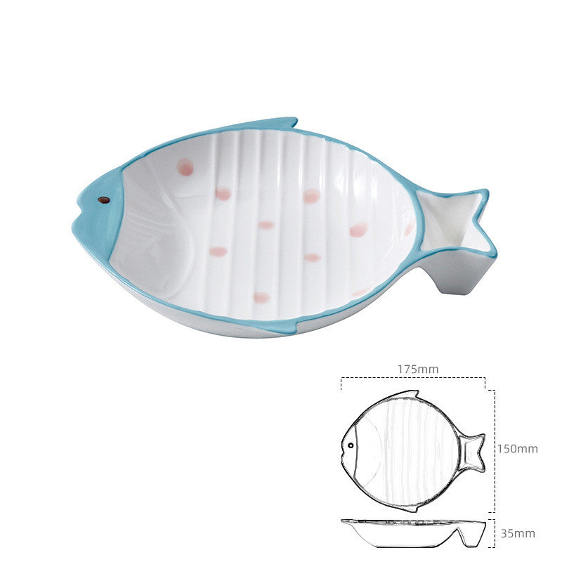 Fish-Shaped Ceramic Cat Food Feeding Bowl