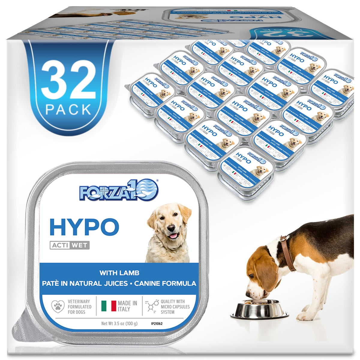 Forza10 Wet Hypoallergenic Dog Food Lamb Flavor Canned Sensitive Skin Dog Food for Adult Dogs with Skin Issues 32 Pack Case of 3.5 Ounce Each
