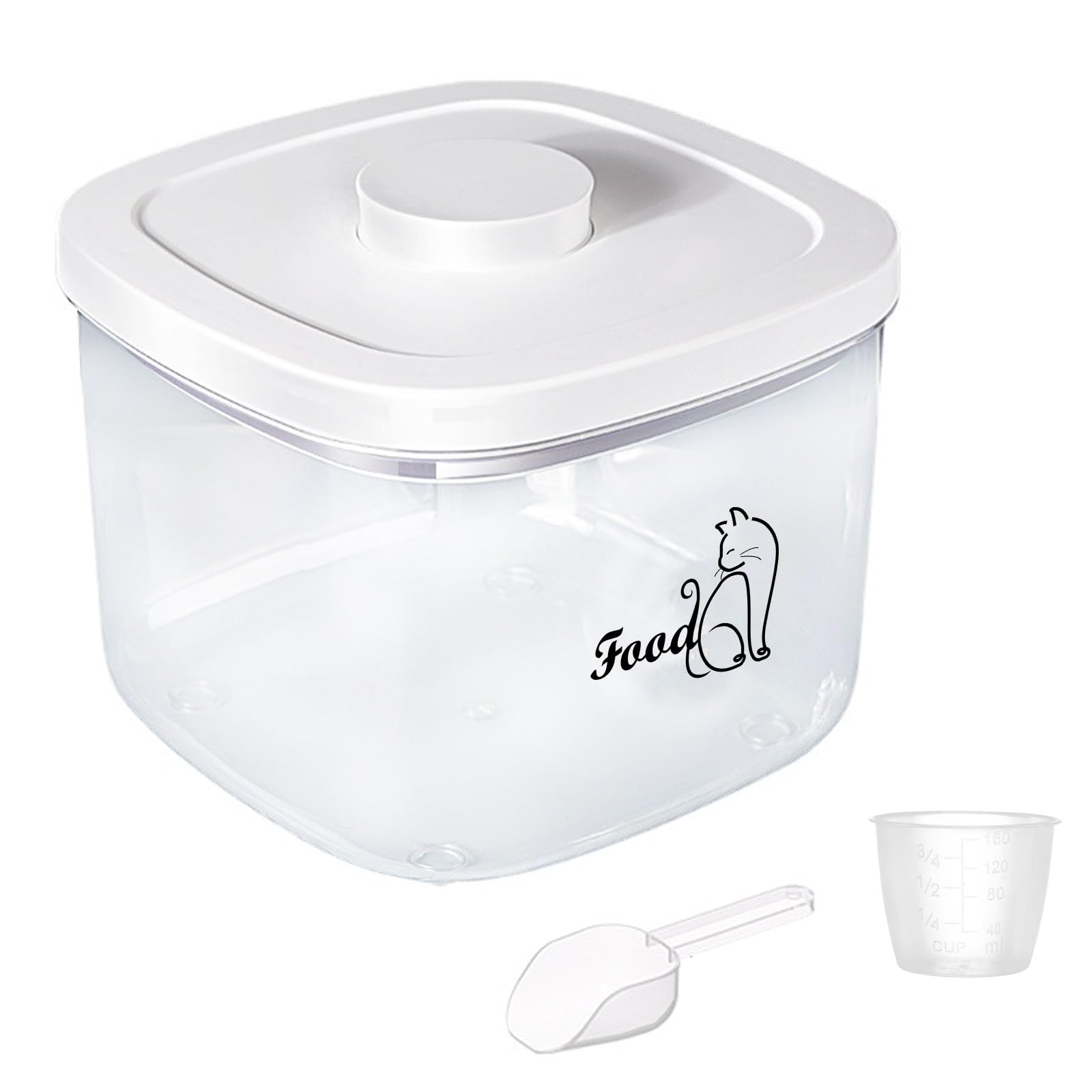 Brabtod Airtight Cat Food Storage Container5.28QT|5L Cat Food ContainerClear Cat Food Bin with Measuring CupPOP container for Pet Foodhold up to 5~6 lb Dry Cat Dog Food-BPA Free