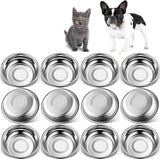 Arespark Stainless Steel Cat Bowls 12 PCS 5.5 Inch Metal Cat Bowls Replacement Elevated Food Water Bowls for Indoor Kitten Whisker Fatigue Relief Shallow Food Metal Dish for Stray Cats