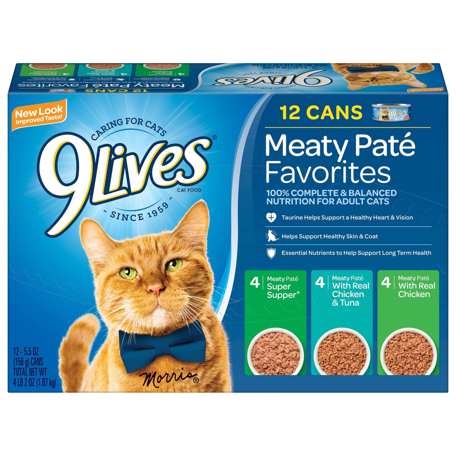 9Lives Paté Favorites Wet Cat Food Variety Pack 5.5 Ounce (Pack of 12)