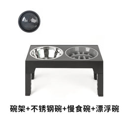 Elevated Slow Feeder Pet Bowl with Stainless Steel (2-in-1)