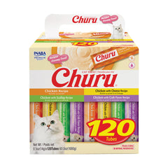 INABA Churu Cat Treats Lickable Squeezable Creamy Purée with Vitamin E 0.5 Ounces per Tube 120 Tubes Total Chicken Variety