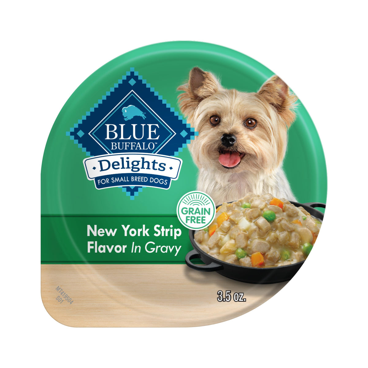 Blue Buffalo Delights Small Breed Natural Wet Dog Food NY Strip Flavor in Gravy 3.5-oz Cups 12 Count