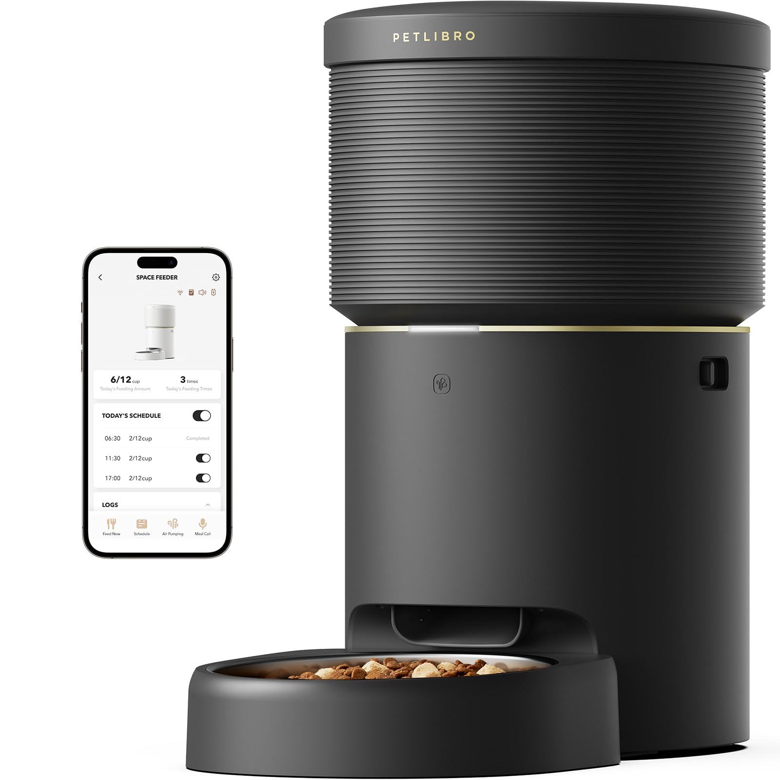 PETLIBRO Automatic Cat Feeders 5G WiFi Pet Feeder with Vacuum Food Storage for Pet Dry Food Low Food & Blockage Sensor 1-10 Meals Per Day Up to 10s Meal Call for Dog & Cat