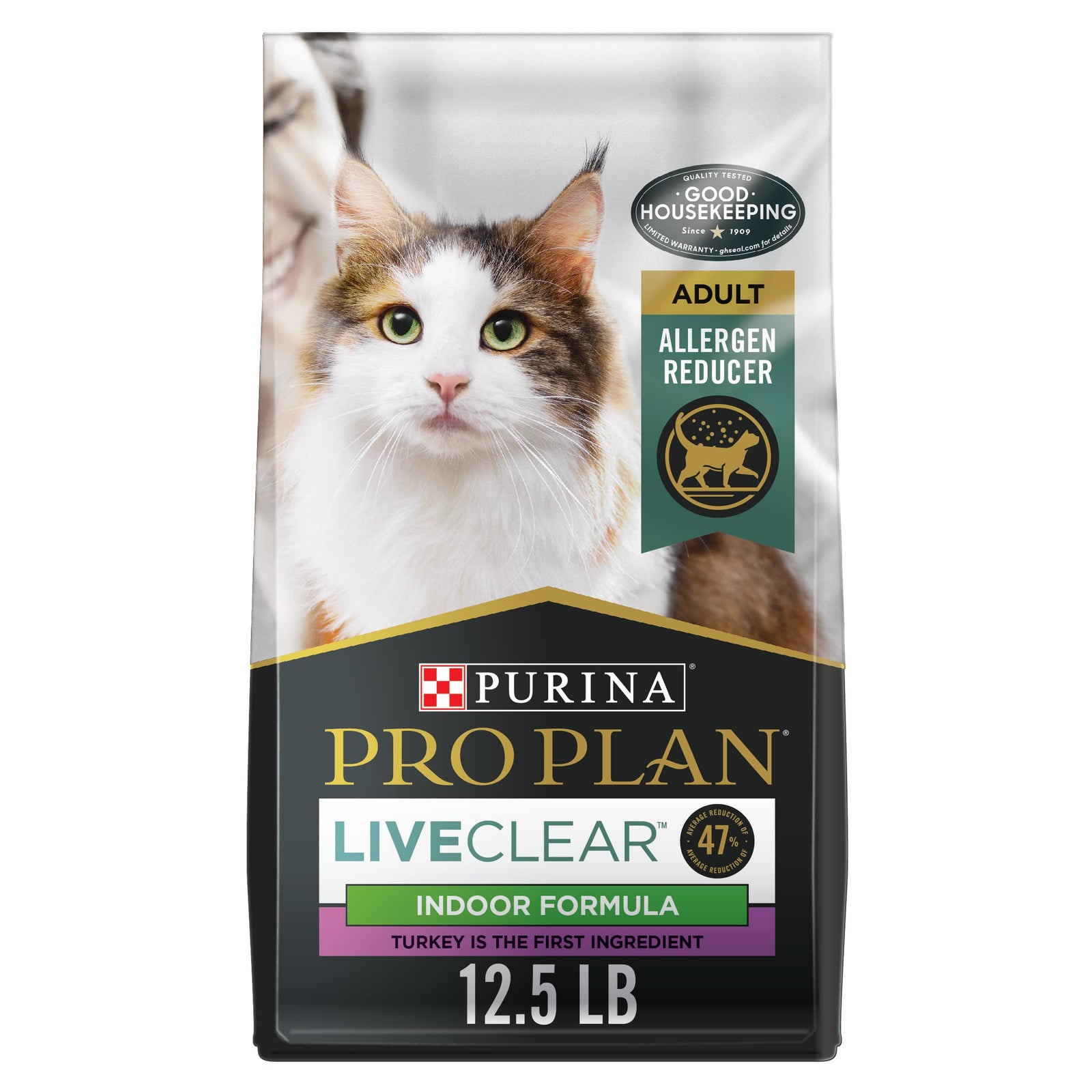 Purina Pro Plan Allergen Reducing Indoor Cat Food LIVECLEAR Turkey and Rice Formula - 12.5 lb. Bag