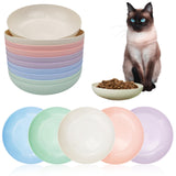 10 Pieces Whisker Fatigue Cat Bowl 5.7 Inch Cat Dishes for Food and Water Shallow Cat Food Bowl Wide Wheat Straw Cat DishesSmall Pet Plate for Kittens and Short Legged Cat (10Pcs Round)