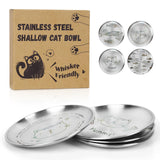 4 Pcs Stainless Steel Cat Bowls Cute 6.7" Whisker Fatigue Cat Food Bowl Cat Dish Plates for Indoor Kitten Cat Small Animals Dishwasher Safe Bowls