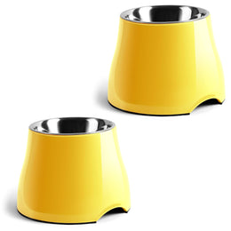 Fluffydream Elevated Dog Bowls[Prevention of Vertebrae Disease] Non-Slip Dog Bowl with Stainless Steel BowlHigh Capacity Dog Food Bowls (LemonYellow 2 Packs L(860ML/3 Cups))