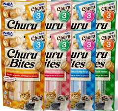 INABA Churu Bites for Cats Soft Baked Chicken Churu Filled Cat Treats with Green Tea Extract 0.35 Ounces Each Tube 24 Tubes Total 4 Flavor Variety