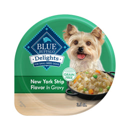 Blue Buffalo Delights Small Breed Natural Wet Dog Food NY Strip Flavor in Gravy 3.5-oz Cups 12 Count