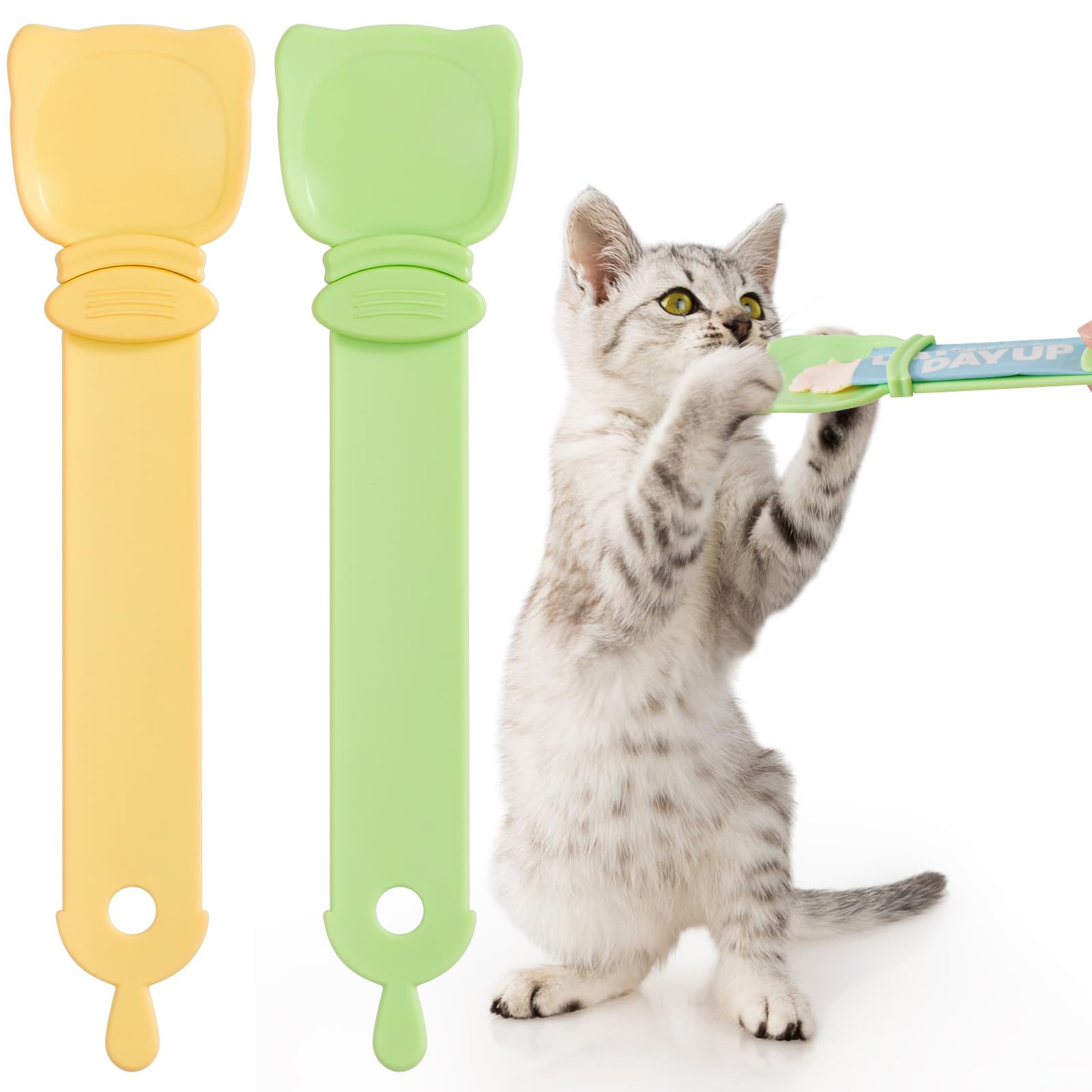 OKAMMY Cat Food Spoon for Wet Food - Multifunctional Lickable Wet Cat Treat Dispenser for Cat Liquid Snack Cat Feeding Food Storage and Easy Hanging Cat Food Feeding Spoon